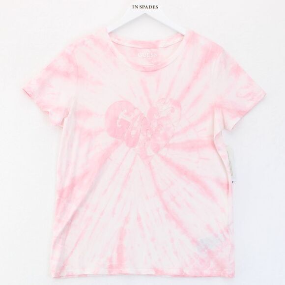 GUESS Womens Tie-Dyed Easy T-Shirt Ballet Pink Multi M - Picture 2 of 3